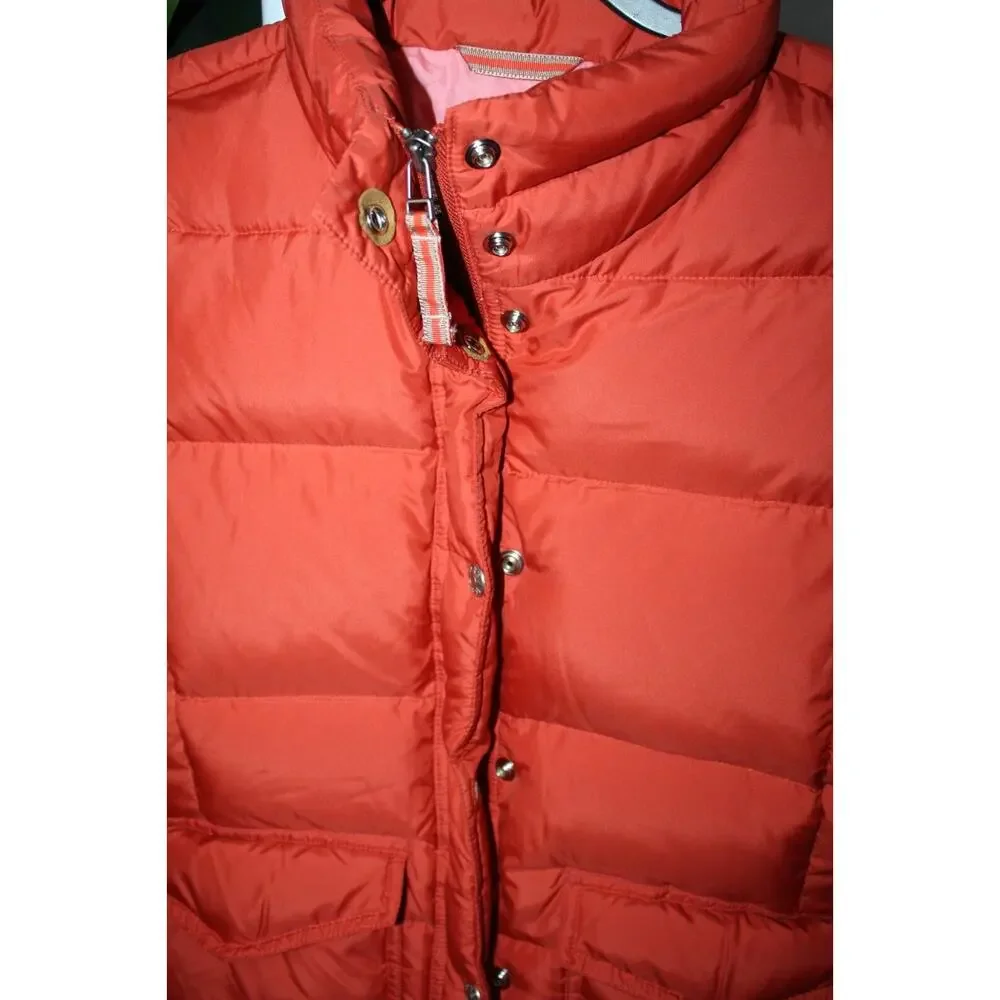 J. Crew Womens XS Puffer Vest Orange/Pink Zip Button Up Double Pockets Outerwear